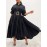 Flattering Plus Size Solid Color Maxi Dress - Refined Collar, Flowy Ruffle Hem, Long Sleeve Design - Perfect for Spring & Fall - Comfortable, Stylish Womens Wear for All Occasions
