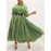 Plus Size Solid Color Collared Dress, Casual Ruffle Hem Long Sleeve Maxi Dress For Spring & Fall, Women's Plus Size Clothing