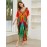 Plus Size Boho Chic Allover Print Loose Kaftan Dress - Relaxed, Comfortable Fit, Flattering V-Neckline, Dramatic Batwing Sleeves, Perfect Coverup for Any Occasion - Designed Exclusively for Women, Plus Size Friendly, Maxi Dress