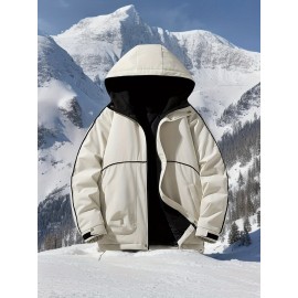 Plus Size Women'S Hooded Fleece Jacket, Casual Style, Non-Stretch Solid Color, Long Sleeve, Regular Length, with Pockets, Woven Fabric Outerwear with Polyester Lining for Winter