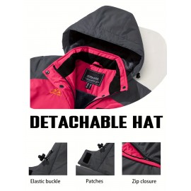 Large-size Women's Waterproof Soft-shell Ski Jacket with Fleece Lining, Hooded, Multiple Pockets, Warm, Comfortable, Bright Colors, Plus-size Coat for Outdoor Sports, Snowsports, Snowboarding, Hiking, Mountaineering, Camping, Daily Casual Work