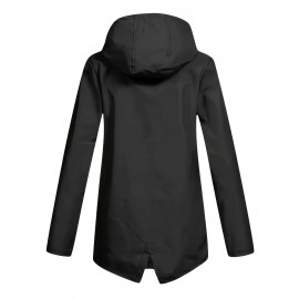 Plus Size Plush Lined Hooded Coat, Warm Long Sleeve Zipper Coat for Winter, Casual Women's Clothing