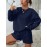Casual Solid Color Shorts Set, Crew Neck Pullover Sweatshirt & Loose Comfy Shorts For Spring & Fall, Women's Clothing